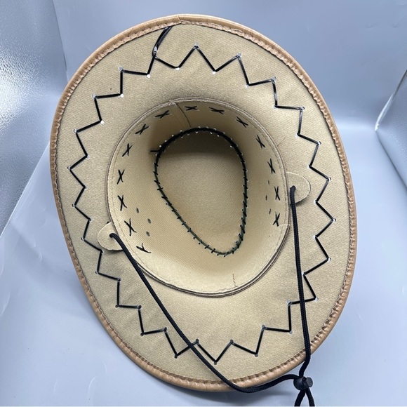 Cowboy Tan Unisex Summer Sunny Club Beach Holiday Hats with Black Stitching